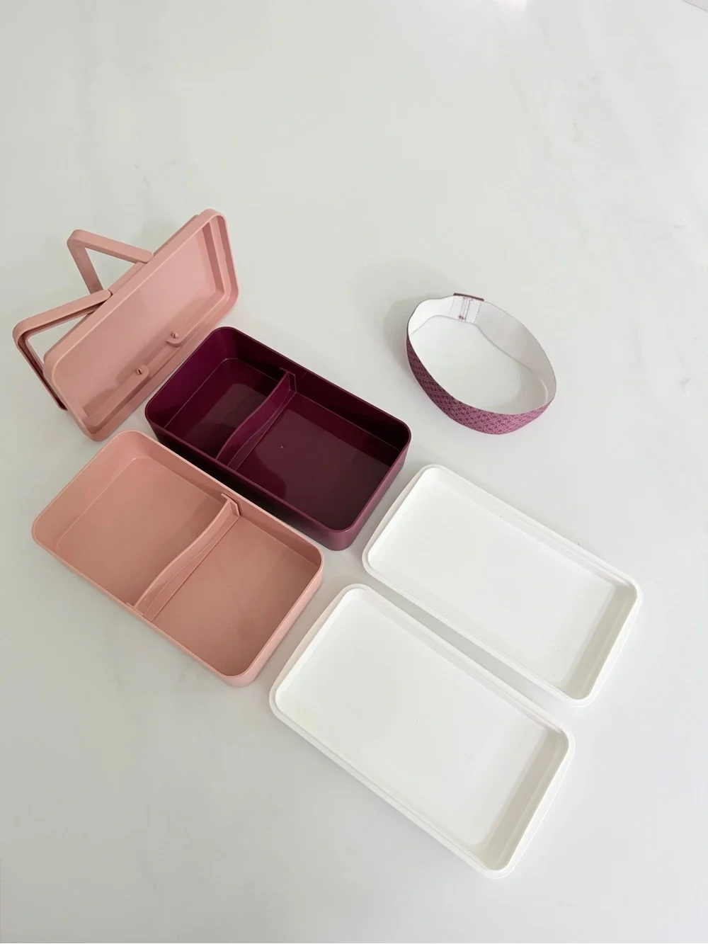 Goodjour elips Tender Double Compartment Bento Lunch Box Pink purple France nWOT